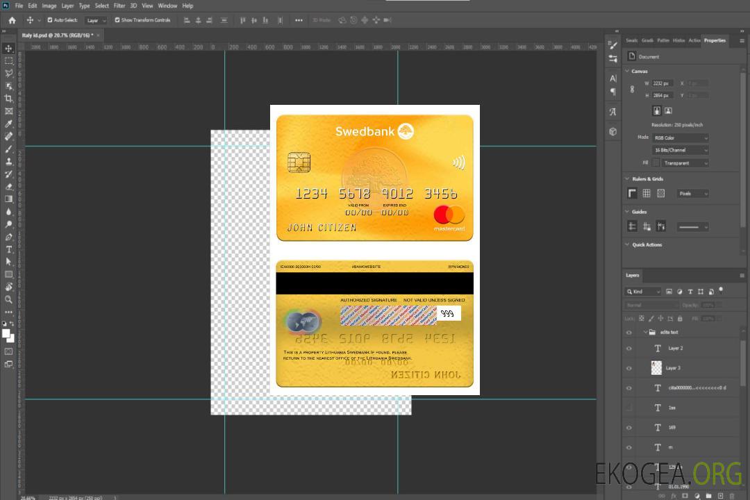 Lituanie Swedbank mastercard template